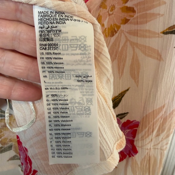 Billabong Floral Print Light it Up Off The Shoulder Top Crepe Boho Sz S - Picture 9 of 10